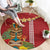 Hawaii Plumeria Lei Round Carpet Tiki and Kakau Pattern Red Color