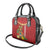 Hawaii Plumeria Lei Shoulder Handbag Tiki and Kakau Pattern Red Color