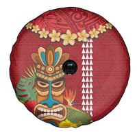 Hawaii Plumeria Lei Spare Tire Cover Tiki and Kakau Pattern Red Color LT03 - Polynesian Pride