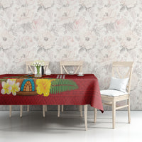 Hawaii Plumeria Lei Tablecloth Tiki and Kakau Pattern Red Color LT03 - Polynesian Pride
