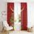 Hawaii Plumeria Lei Window Curtain Tiki and Kakau Pattern Red Color