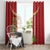 Hawaii Plumeria Lei Window Curtain Tiki and Kakau Pattern Red Color