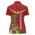 Hawaii Plumeria Lei Women Polo Shirt Tiki and Kakau Pattern Red Color