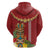 Hawaii Plumeria Lei Zip Hoodie Tiki and Kakau Pattern Red Color