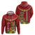 Hawaii Plumeria Lei Zip Hoodie Tiki and Kakau Pattern Red Color