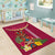 Hawaii Plumeria Lei Area Rug Tiki and Kakau Pattern Pink Color