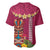 Hawaii Plumeria Lei Baseball Jersey Tiki and Kakau Pattern Pink Color