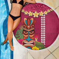 Hawaii Plumeria Lei Beach Blanket Tiki and Kakau Pattern Pink Color LT03 - Polynesian Pride