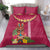 Hawaii Plumeria Lei Bedding Set Tiki and Kakau Pattern Pink Color