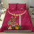 Hawaii Plumeria Lei Bedding Set Tiki and Kakau Pattern Pink Color