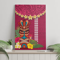 Hawaii Plumeria Lei Canvas Wall Art Tiki and Kakau Pattern Pink Color LT03 - Polynesian Pride