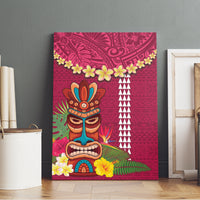 Hawaii Plumeria Lei Canvas Wall Art Tiki and Kakau Pattern Pink Color LT03 - Polynesian Pride