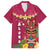 Hawaii Plumeria Lei Family Matching Long Sleeve Bodycon Dress and Hawaiian Shirt Tiki and Kakau Pattern Pink Color