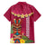 Hawaii Plumeria Lei Family Matching Long Sleeve Bodycon Dress and Hawaiian Shirt Tiki and Kakau Pattern Pink Color