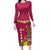 Hawaii Plumeria Lei Family Matching Long Sleeve Bodycon Dress and Hawaiian Shirt Tiki and Kakau Pattern Pink Color