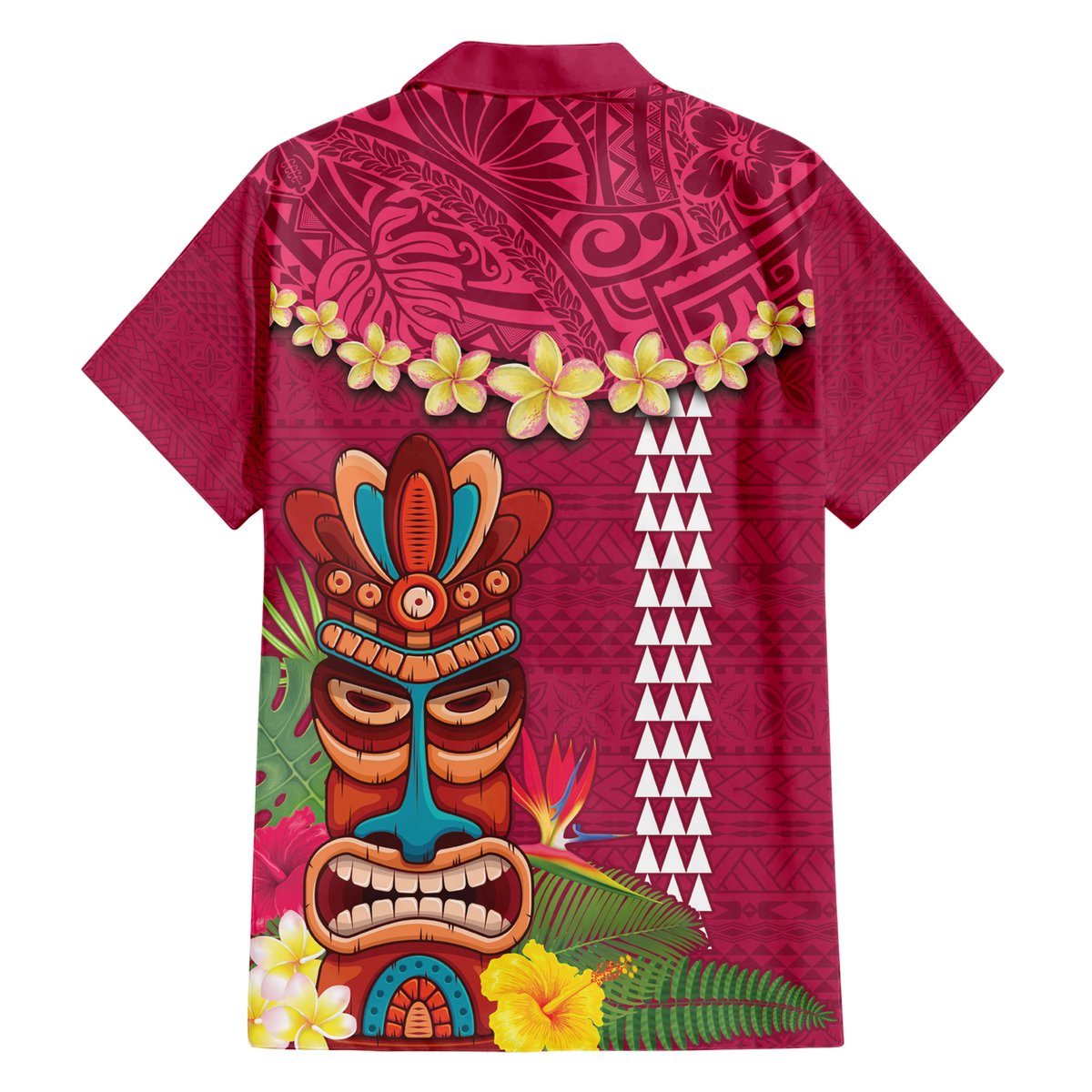 Hawaii Plumeria Lei Hawaiian Shirt Tiki and Kakau Pattern Pink Color LT03 - Polynesian Pride