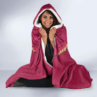 Hawaii Plumeria Lei Hooded Blanket Tiki and Kakau Pattern Pink Color LT03 - Polynesian Pride