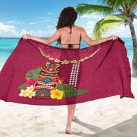 Hawaii Plumeria Lei Sarong Tiki and Kakau Pattern Pink Color
