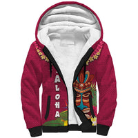 Hawaii Plumeria Lei Sherpa Hoodie Tiki and Kakau Pattern Pink Color LT03 Unisex Pink - Polynesian Pride
