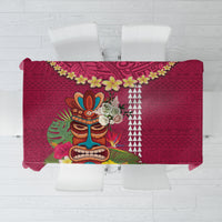 Hawaii Plumeria Lei Tablecloth Tiki and Kakau Pattern Pink Color LT03 Pink - Polynesian Pride