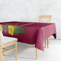 Hawaii Plumeria Lei Tablecloth Tiki and Kakau Pattern Pink Color LT03 - Polynesian Pride