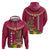 Hawaii Plumeria Lei Zip Hoodie Tiki and Kakau Pattern Pink Color