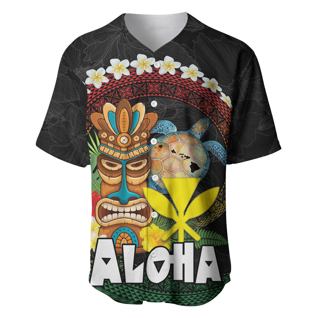 Aloha Hawaii Baseball Jersey Kanaka Maoli with Polynesian Spiral Plumeria