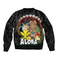 Aloha Hawaii Bomber Jacket Kanaka Maoli with Polynesian Spiral Plumeria