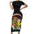 Aloha Hawaii Family Matching Short Sleeve Bodycon Dress and Hawaiian Shirt Kanaka Maoli with Polynesian Spiral Plumeria