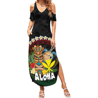 Aloha Hawaii Family Matching Summer Maxi Dress and Hawaiian Shirt Kanaka Maoli with Polynesian Spiral Plumeria