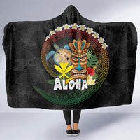 Aloha Hawaii Hooded Blanket Kanaka Maoli with Polynesian Spiral Plumeria