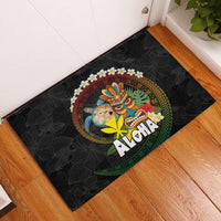 Aloha Hawaii Rubber Doormat Kanaka Maoli with Polynesian Spiral Plumeria