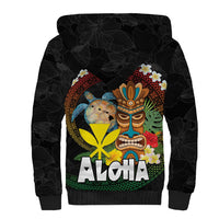 Aloha Hawaii Sherpa Hoodie Kanaka Maoli with Polynesian Spiral Plumeria