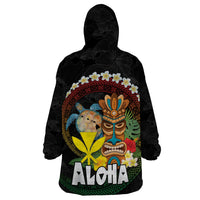 Aloha Hawaii Wearable Blanket Hoodie Kanaka Maoli with Polynesian Spiral Plumeria