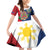 Philippines MassKara Family Matching Off Shoulder Short Dress and Hawaiian Shirt Filipino Carnival Mask and Polynesian Pattern