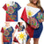 Philippines MassKara Family Matching Off Shoulder Short Dress and Hawaiian Shirt Filipino Carnival Mask and Polynesian Pattern