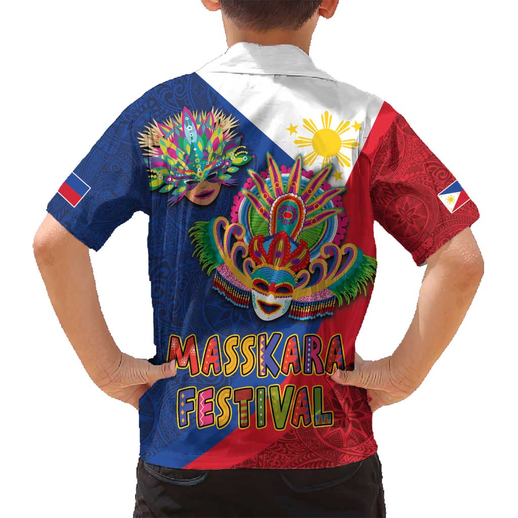 Philippines MassKara Family Matching Tank Maxi Dress and Hawaiian Shirt Filipino Carnival Mask and Polynesian Pattern