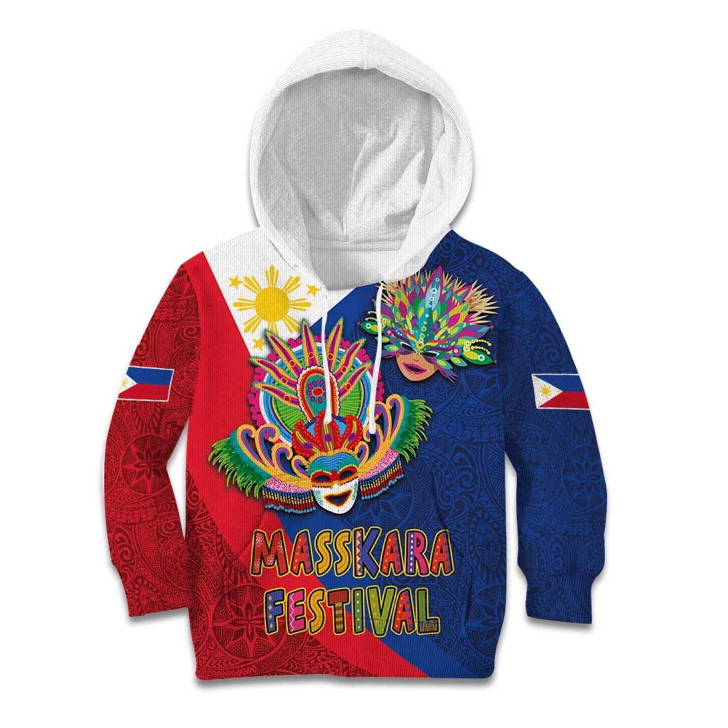 Philippines MassKara Kid Hoodie Filipino Carnival Mask and Polynesian Pattern