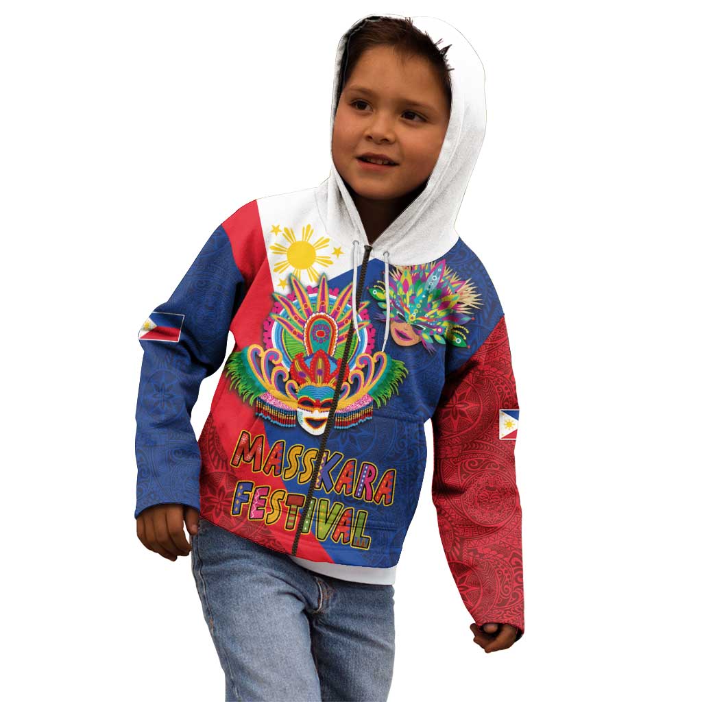 Philippines MassKara Kid Hoodie Filipino Carnival Mask and Polynesian Pattern