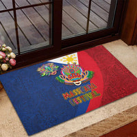 Philippines MassKara Rubber Doormat Filipino Carnival Mask and Polynesian Pattern