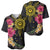Hawaii and Philippines Together Baseball Jersey Hibiscus Flower and Sun Badge Polynesian Pattern Coloful