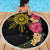 Hawaii and Philippines Together Beach Blanket Hibiscus Flower and Sun Badge Polynesian Pattern Coloful