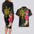 Hawaii and Philippines Together Couples Matching Long Sleeve Bodycon Dress and Hawaiian Shirt Hibiscus Flower and Sun Badge Polynesian Pattern Coloful