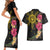 Hawaii and Philippines Together Couples Matching Short Sleeve Bodycon Dress and Hawaiian Shirt Hibiscus Flower and Sun Badge Polynesian Pattern Coloful