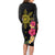 Hawaii and Philippines Together Family Matching Long Sleeve Bodycon Dress and Hawaiian Shirt Hibiscus Flower and Sun Badge Polynesian Pattern Coloful