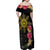 Hawaii and Philippines Together Family Matching Off Shoulder Maxi Dress and Hawaiian Shirt Hibiscus Flower and Sun Badge Polynesian Pattern Coloful