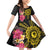 Hawaii and Philippines Together Family Matching Off Shoulder Short Dress and Hawaiian Shirt Hibiscus Flower and Sun Badge Polynesian Pattern Coloful