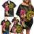 Hawaii and Philippines Together Family Matching Off Shoulder Short Dress and Hawaiian Shirt Hibiscus Flower and Sun Badge Polynesian Pattern Coloful