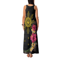Hawaii and Philippines Together Family Matching Tank Maxi Dress and Hawaiian Shirt Hibiscus Flower and Sun Badge Polynesian Pattern Coloful
