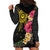 Hawaii and Philippines Together Hoodie Dress Hibiscus Flower and Sun Badge Polynesian Pattern Coloful